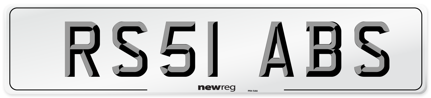RS51 ABS Number Plate from New Reg